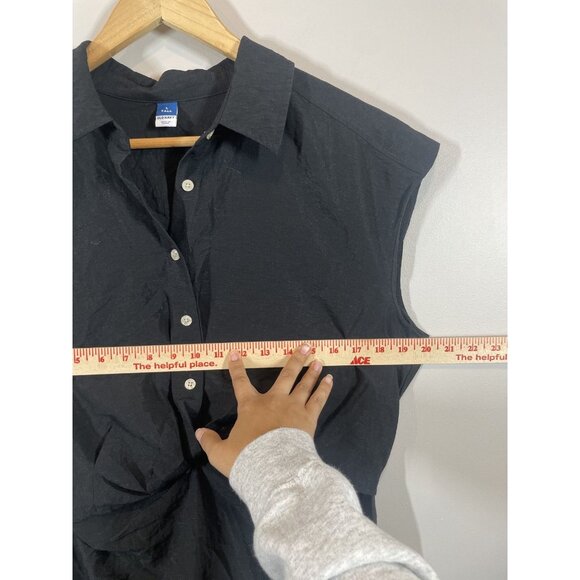 Old Navy Black Shirt Dress Size L Tall Button Front Drapey Cutouts Blackjack - Picture 5 of 9